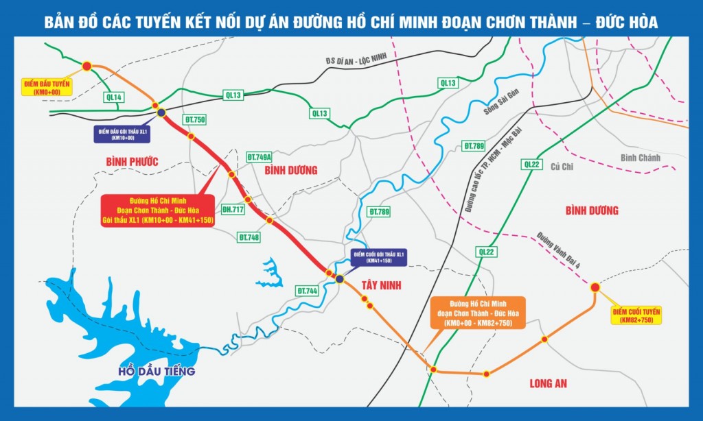 Thi công dự án đường Hồ Chí Minh đoạn Chơn Thành - Đức Hòa