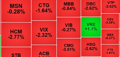 Chỉ số VN-Index liên tục đi xuống