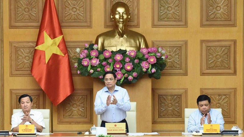 Thủ tướng Phạm Minh Chính chủ trì cuộc làm việc. (Ảnh: TRẦN HẢI)