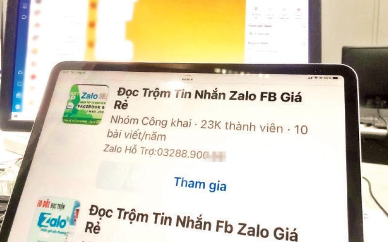 Xuất hiện nhiều trang mạng chào bán dịch vụ đọc trộm tin nhắn trên Zalo. (Ảnh HÀ THU)
